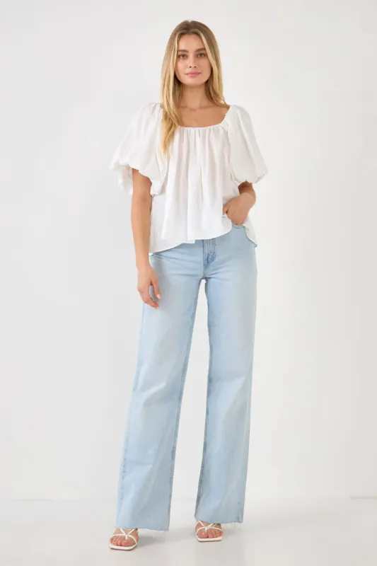 Pleated Puff Sleeve Top - Final Sale sold by Endless Rose