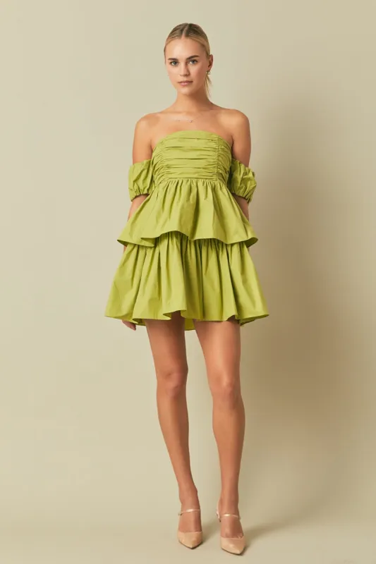 Ruched Off The Shoulder Mini Dress sold by Endless Rose