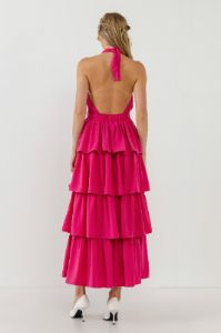Crossed Halter Neck Tiered Maxi Dress sold by Endless Rose