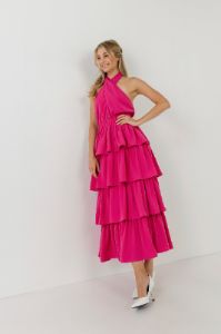 Crossed Halter Neck Tiered Maxi Dress sold by Endless Rose