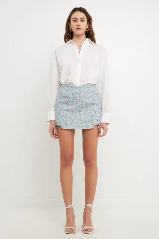 Floral Cut Detail Mini Skort sold by Endless Rose
