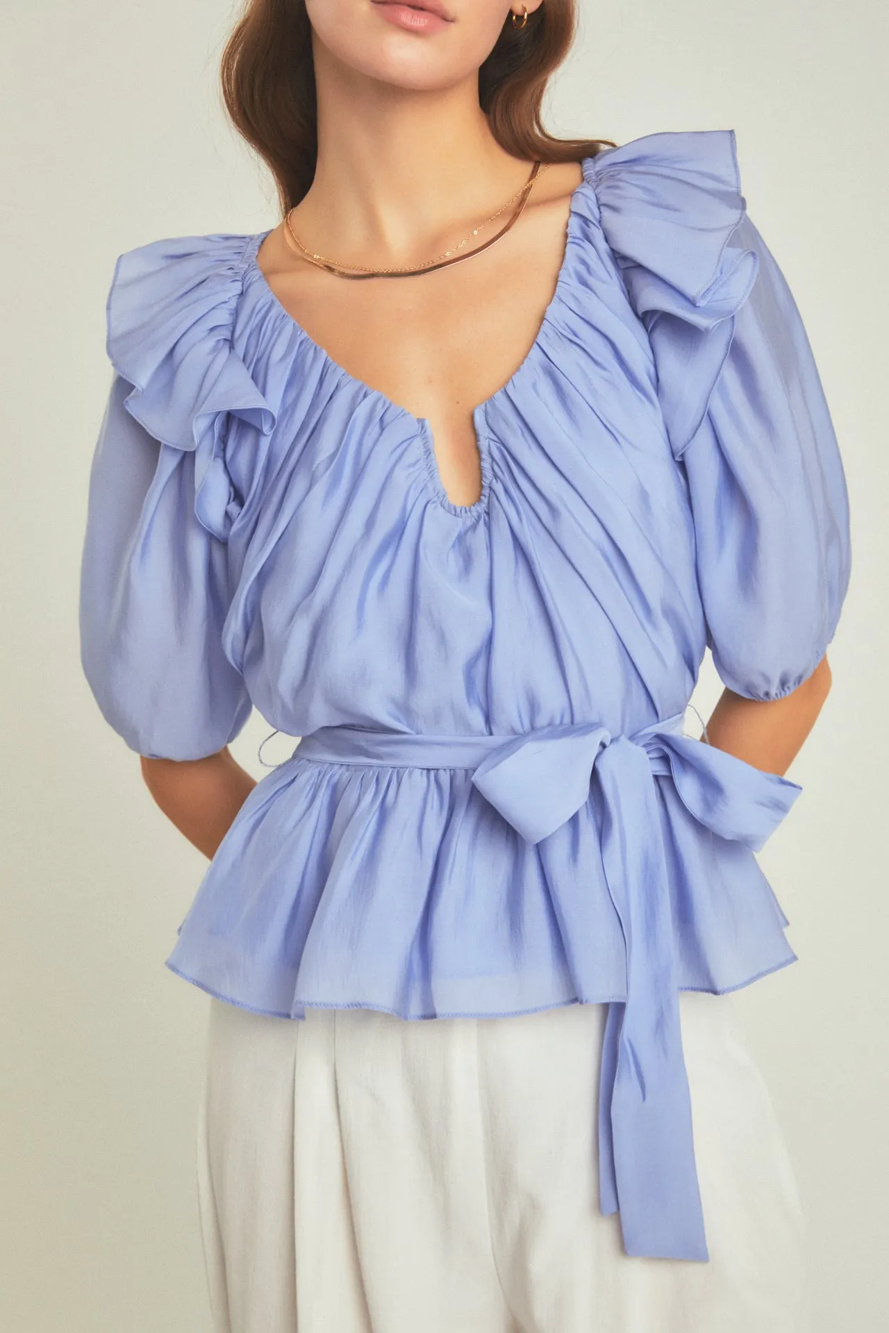 Puff Sleeve Peplum Top sold by Endless Rose product image thumbnail 2
