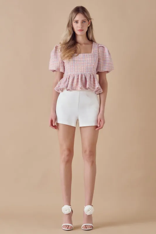 Multi Tweed Baby Doll Top sold by Endless Rose