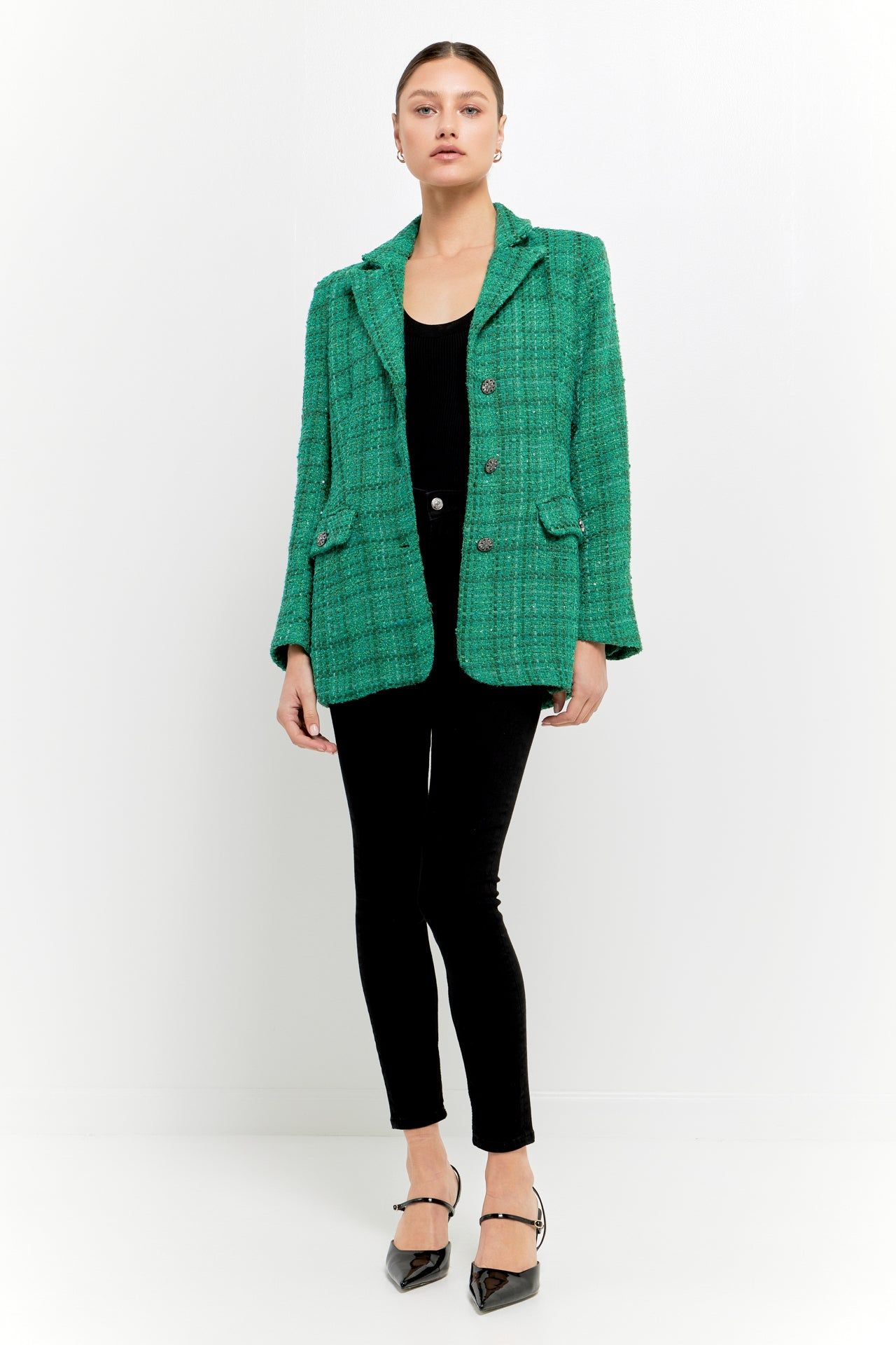 Tweed 3pc Button Long Blazer sold by Endless Rose