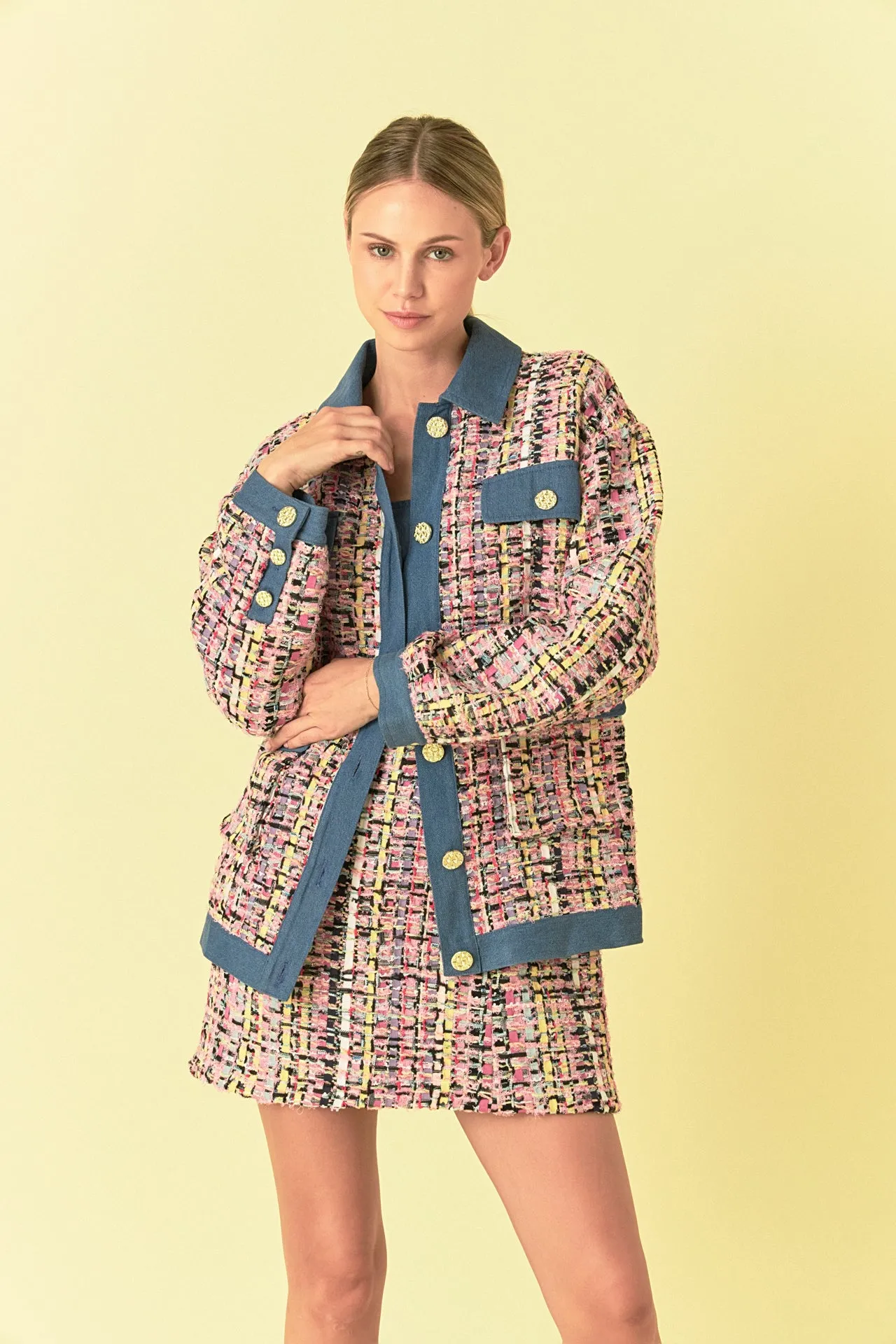 Premium Tweed & Denim Combo Jacket sold by Endless Rose product image thumbnail 5