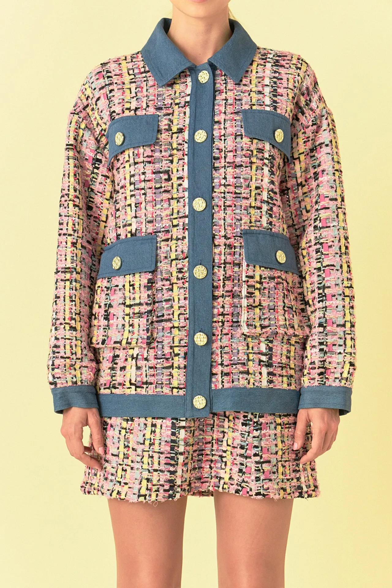 Premium Tweed & Denim Combo Jacket sold by Endless Rose product image thumbnail 2