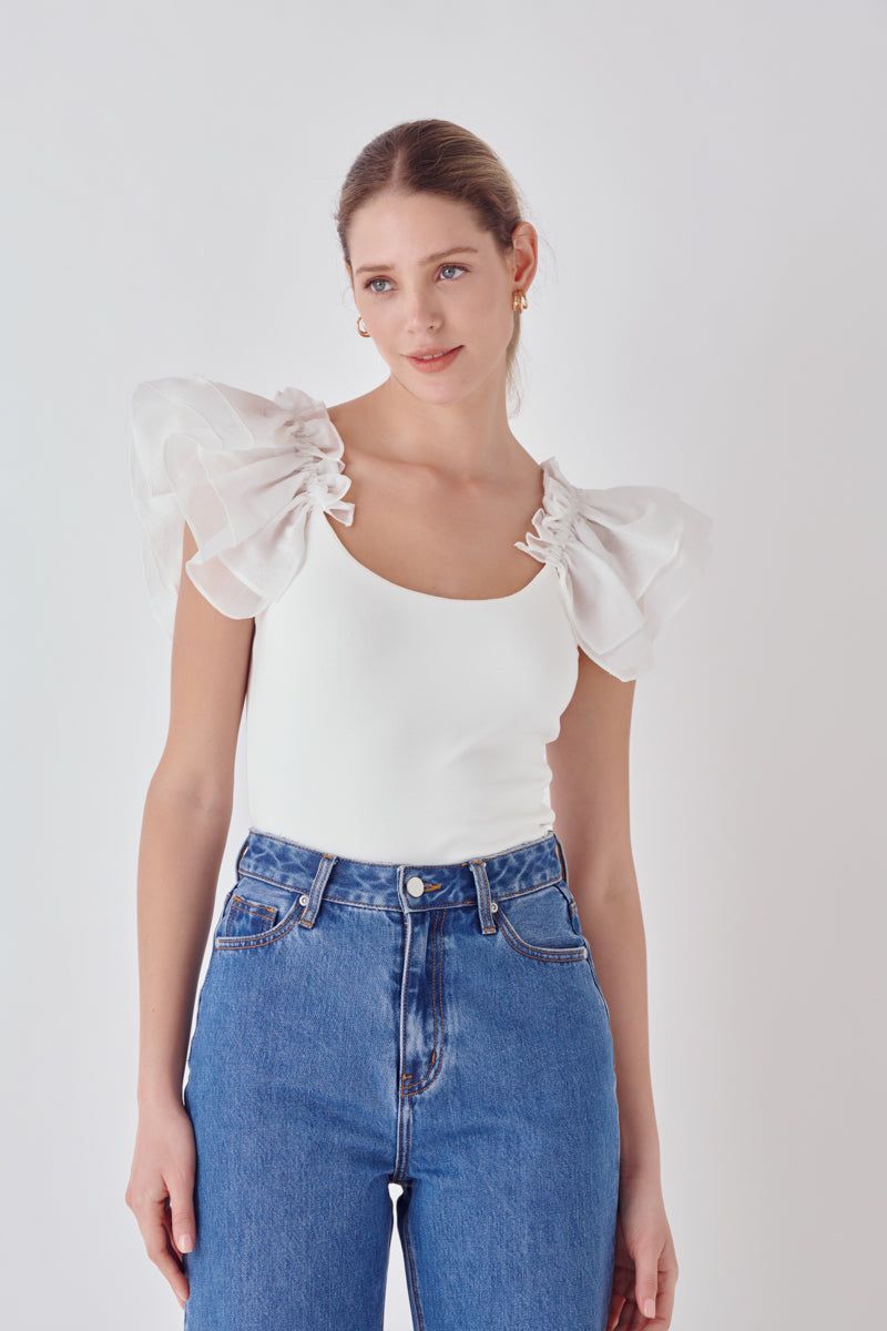 Organza Ruffle with Knit Top sold by Endless Rose product image thumbnail 5