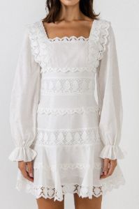 Square Neckline Lace Trim Dress sold by Endless Rose