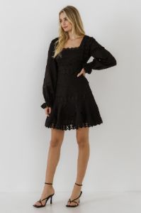 Square Neckline Lace Trim Dress sold by Endless Rose