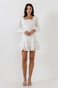 Square Neckline Lace Trim Dress sold by Endless Rose