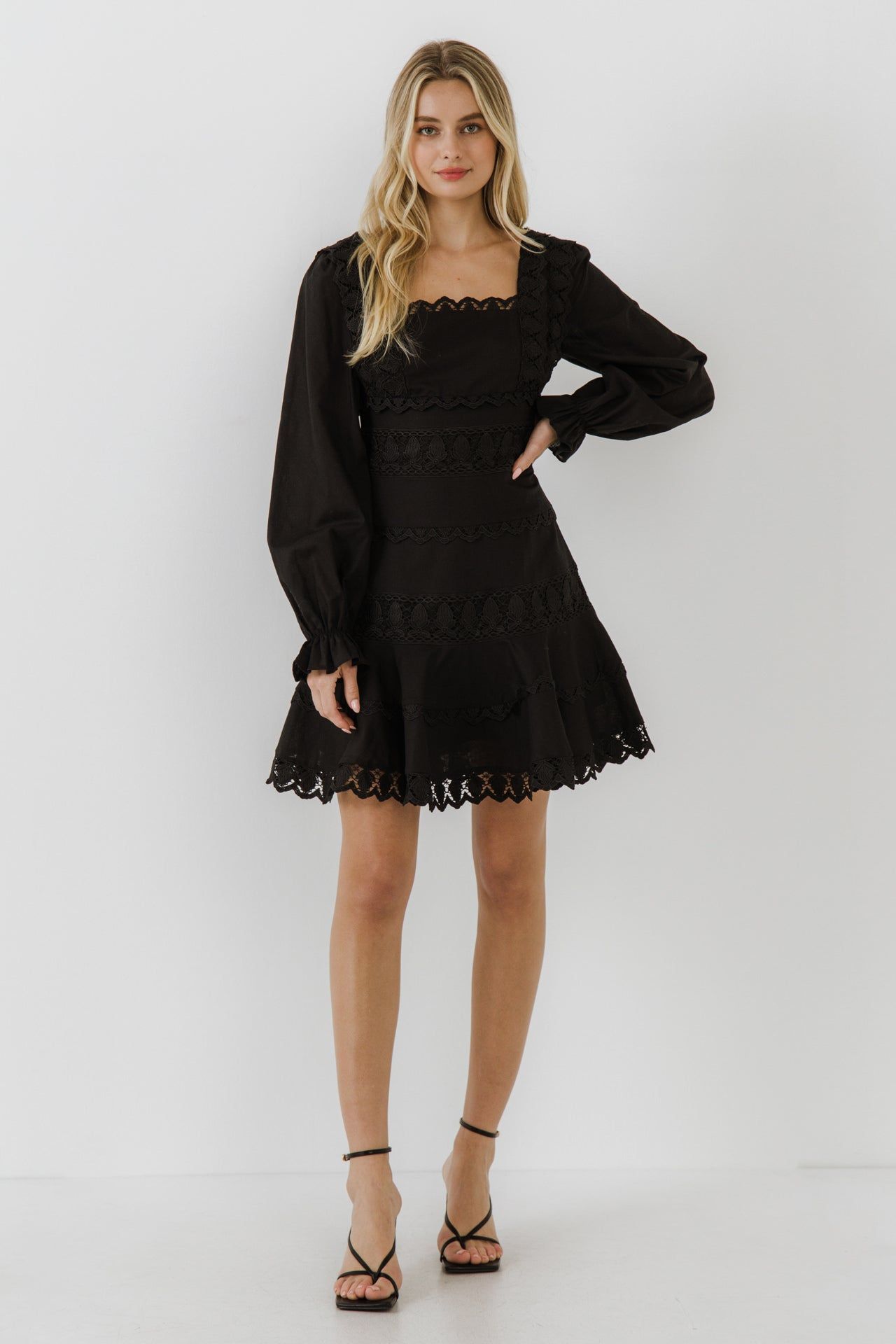 Square Neckline Lace Trim Dress sold by Endless Rose