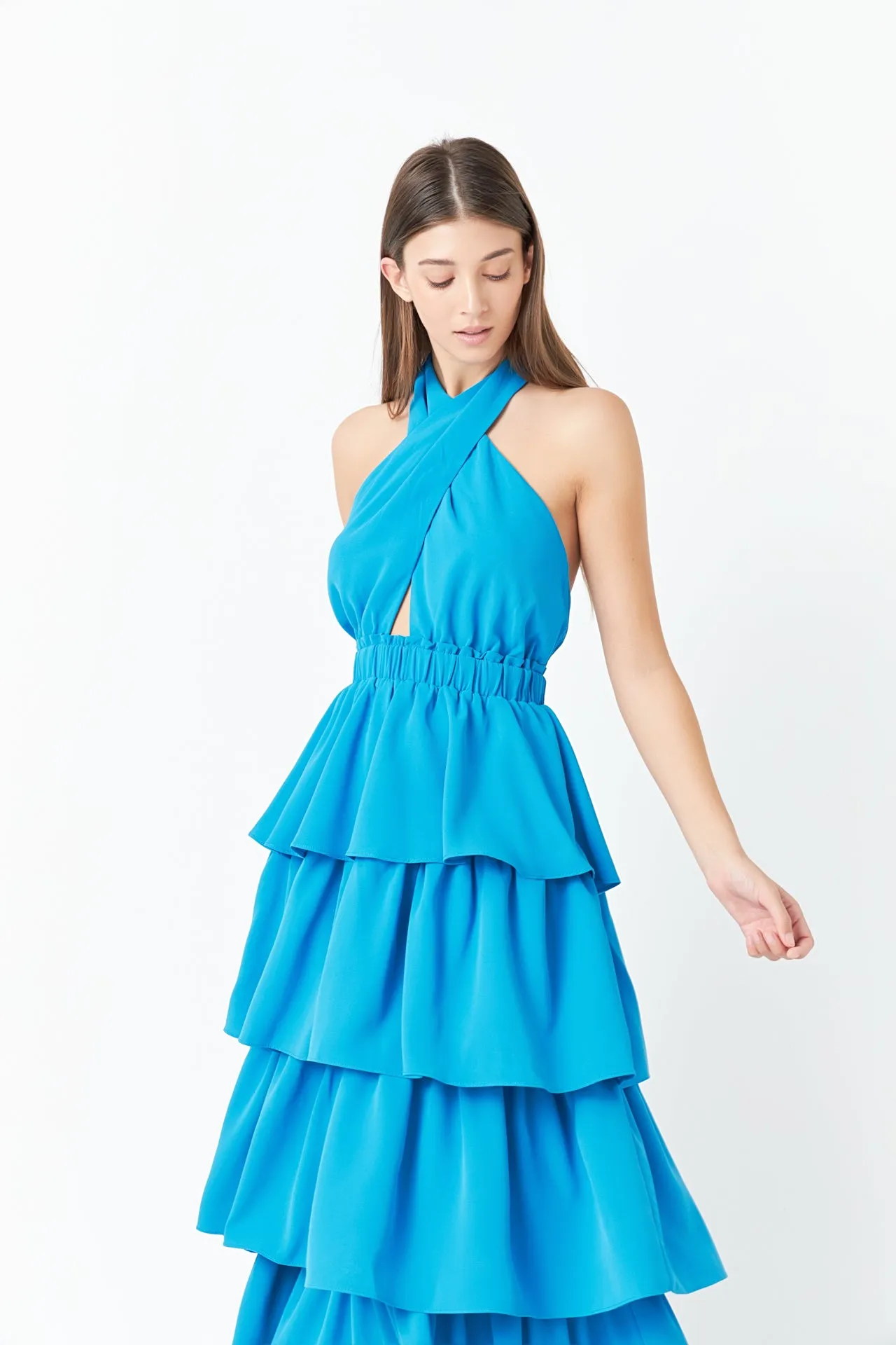 Cross Halter Neck Tiered Maxi Dress sold by Endless Rose product image thumbnail 5