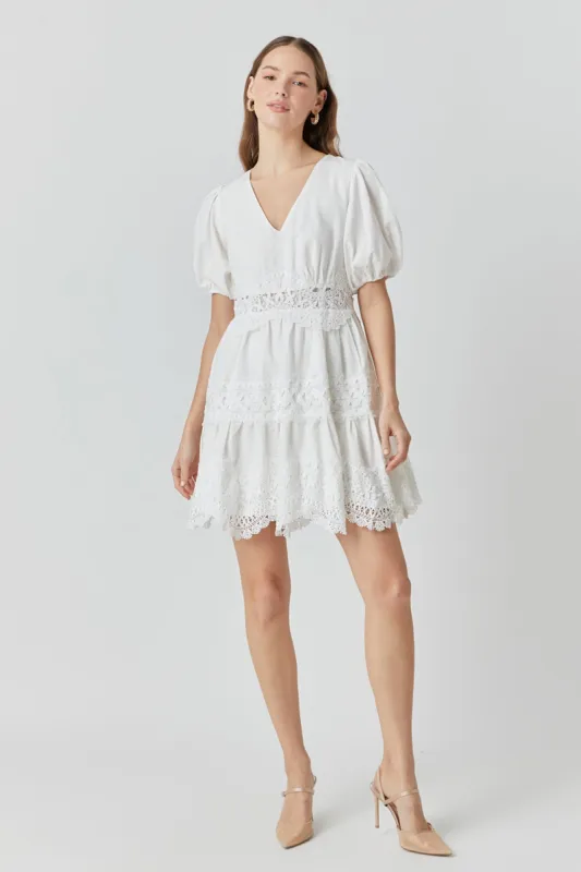 Lace Trim Mini Dress sold by Endless Rose