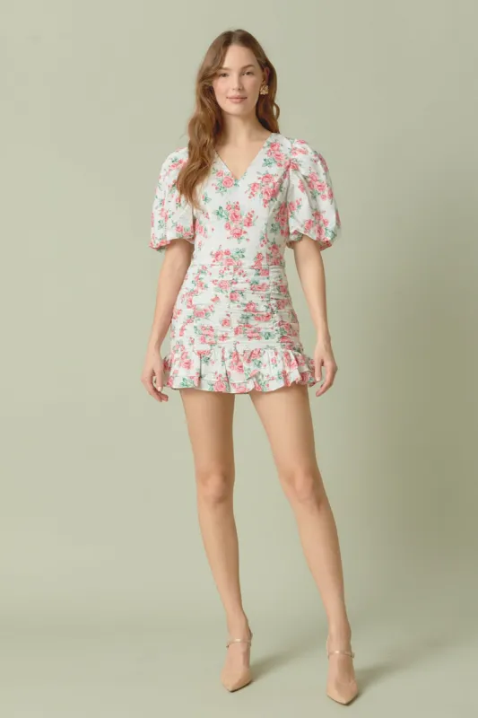 Floral Linen Ruffled Mini Skirt sold by Endless Rose