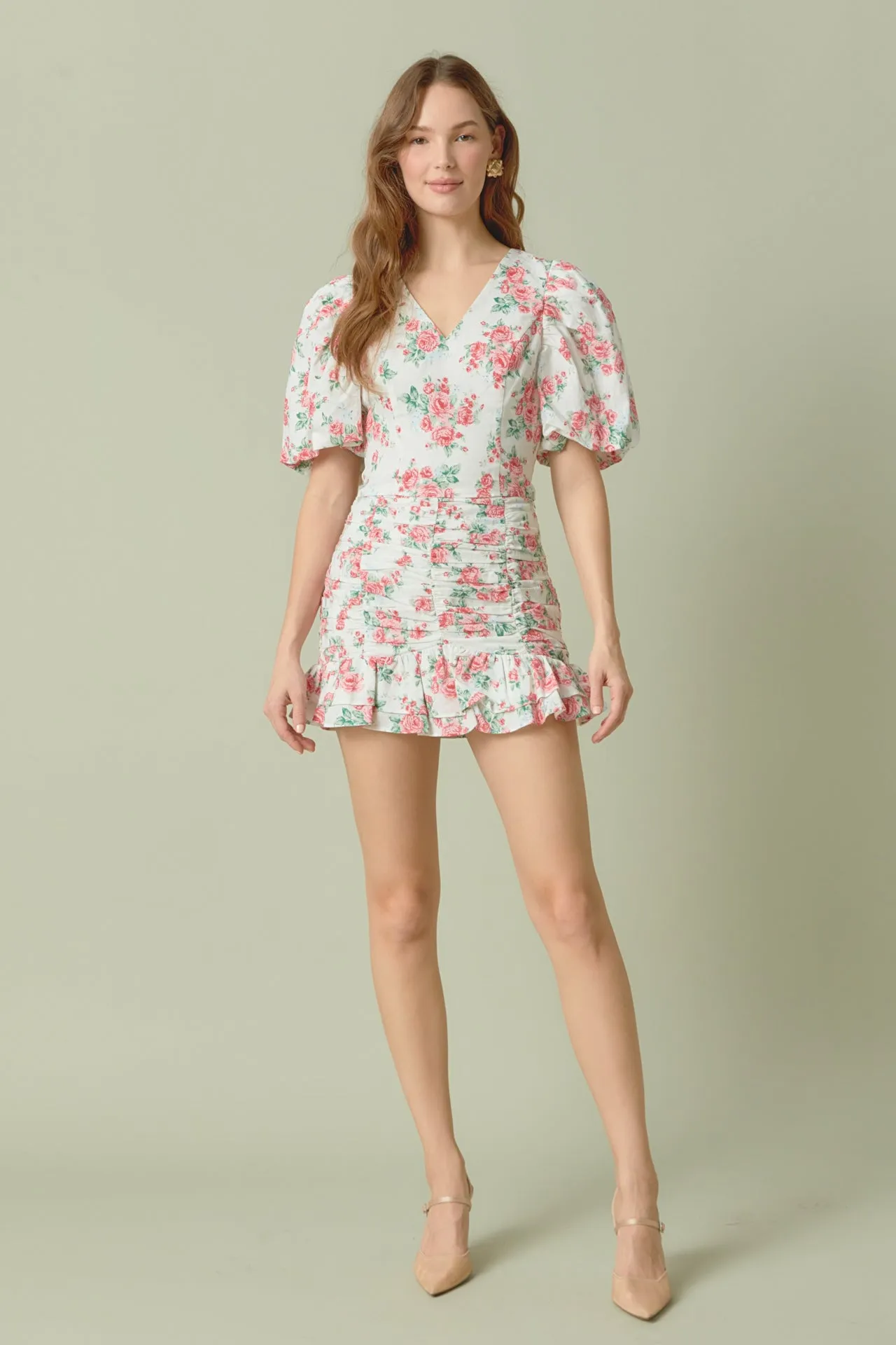 Floral Linen Ruffled Mini Skirt sold by Endless Rose
