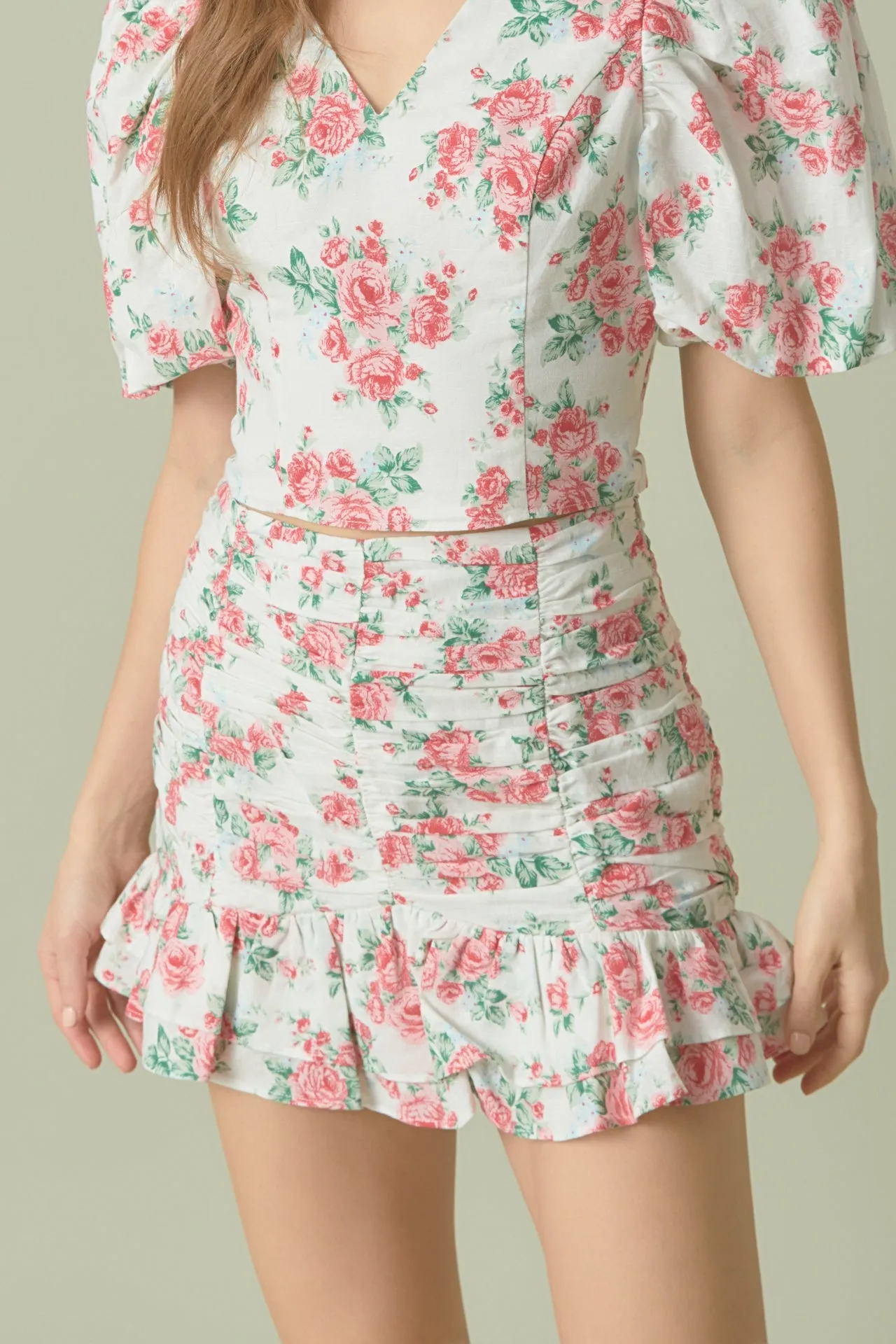 Floral Linen Ruffled Mini Skirt sold by Endless Rose product image thumbnail 2