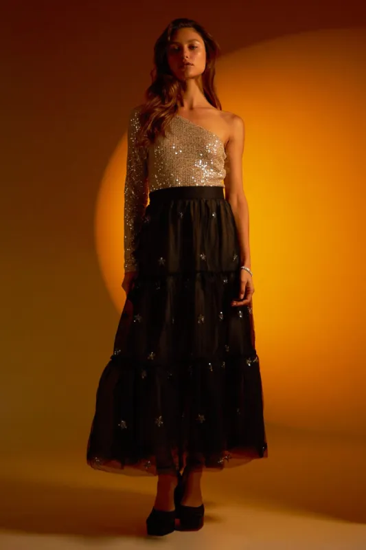 One Sleeve Sequin Crop Top sold by Endless Rose