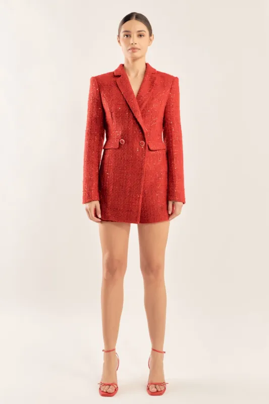 Premium Sequin Tweed Blazer Romper sold by Endless Rose