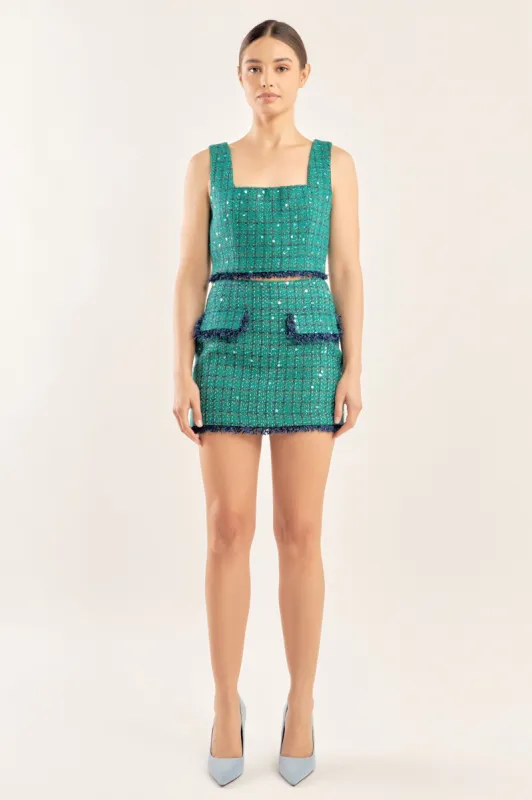 Premium Sequin Tweed Mini Skirt sold by Endless Rose