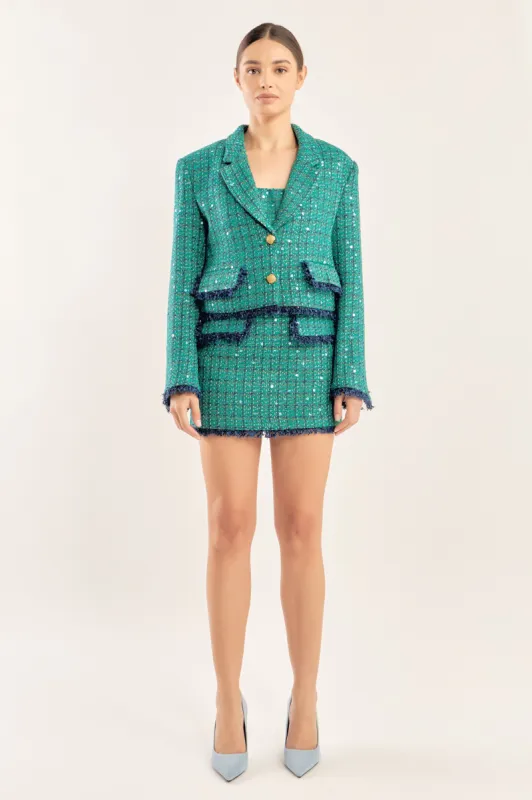 Premium Cropped Sequin Tweed Jacket sold by Endless Rose