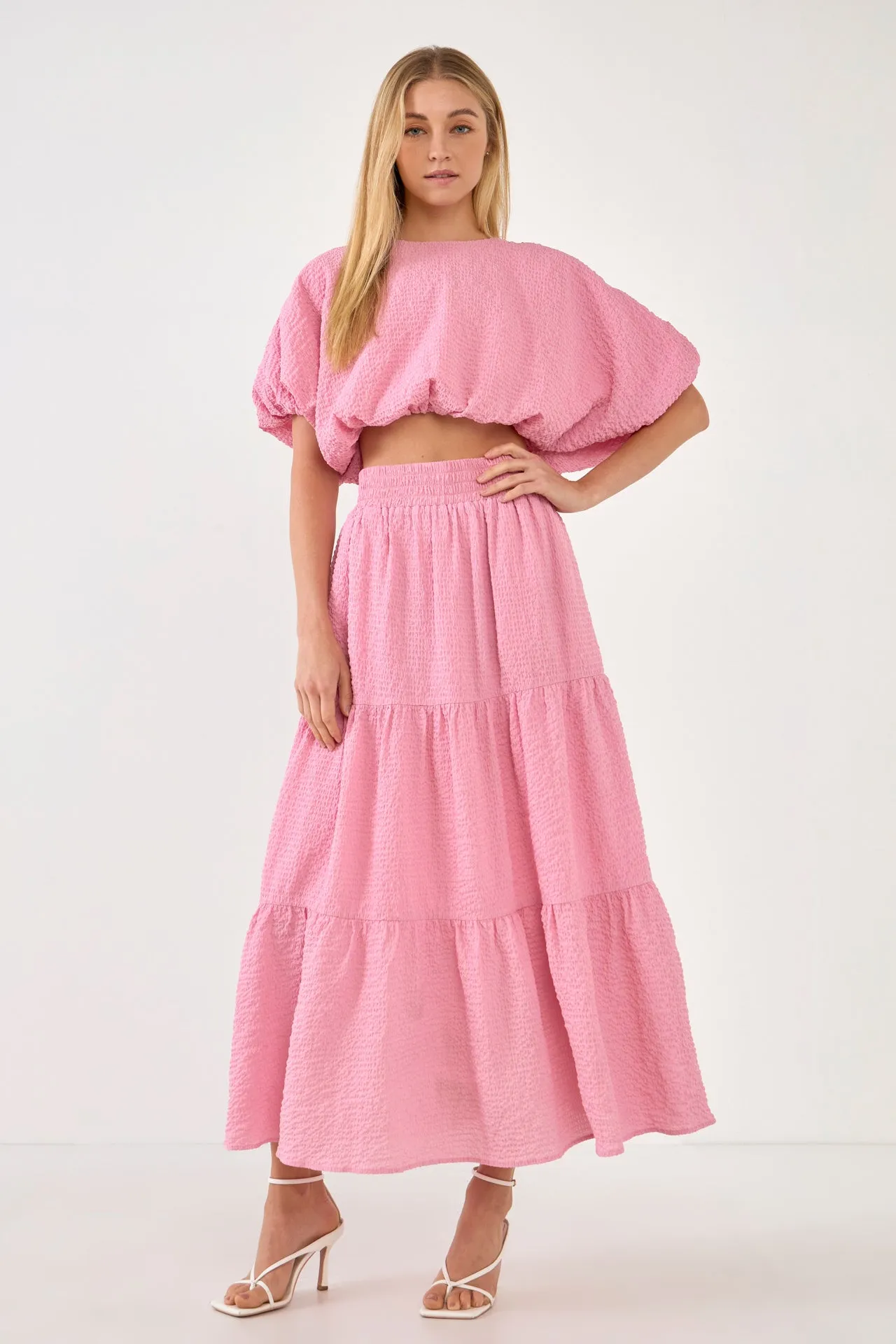 Voluminous Textured Cropped Top sold by Endless Rose