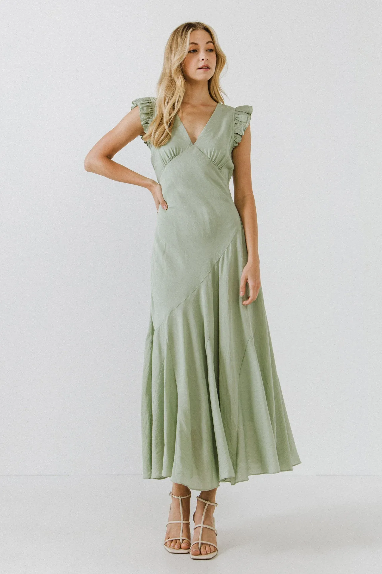 Asymmetrical Ruffle Maxi Dress sold by Endless Rose