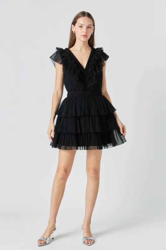 Tulle Ruffle Tiered Mini Dress sold by Endless Rose