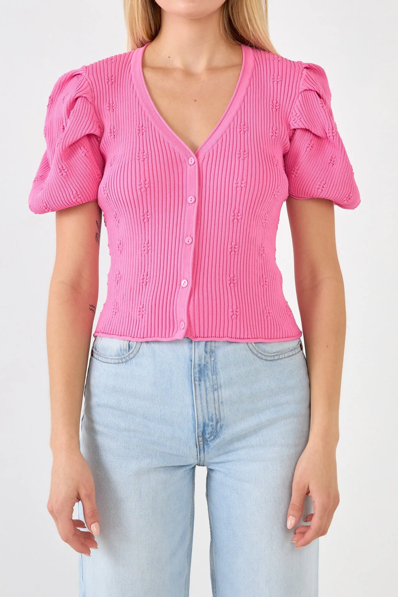 Floral Puff Short Sleeve Cardigan sold by Endless Rose product image thumbnail 2