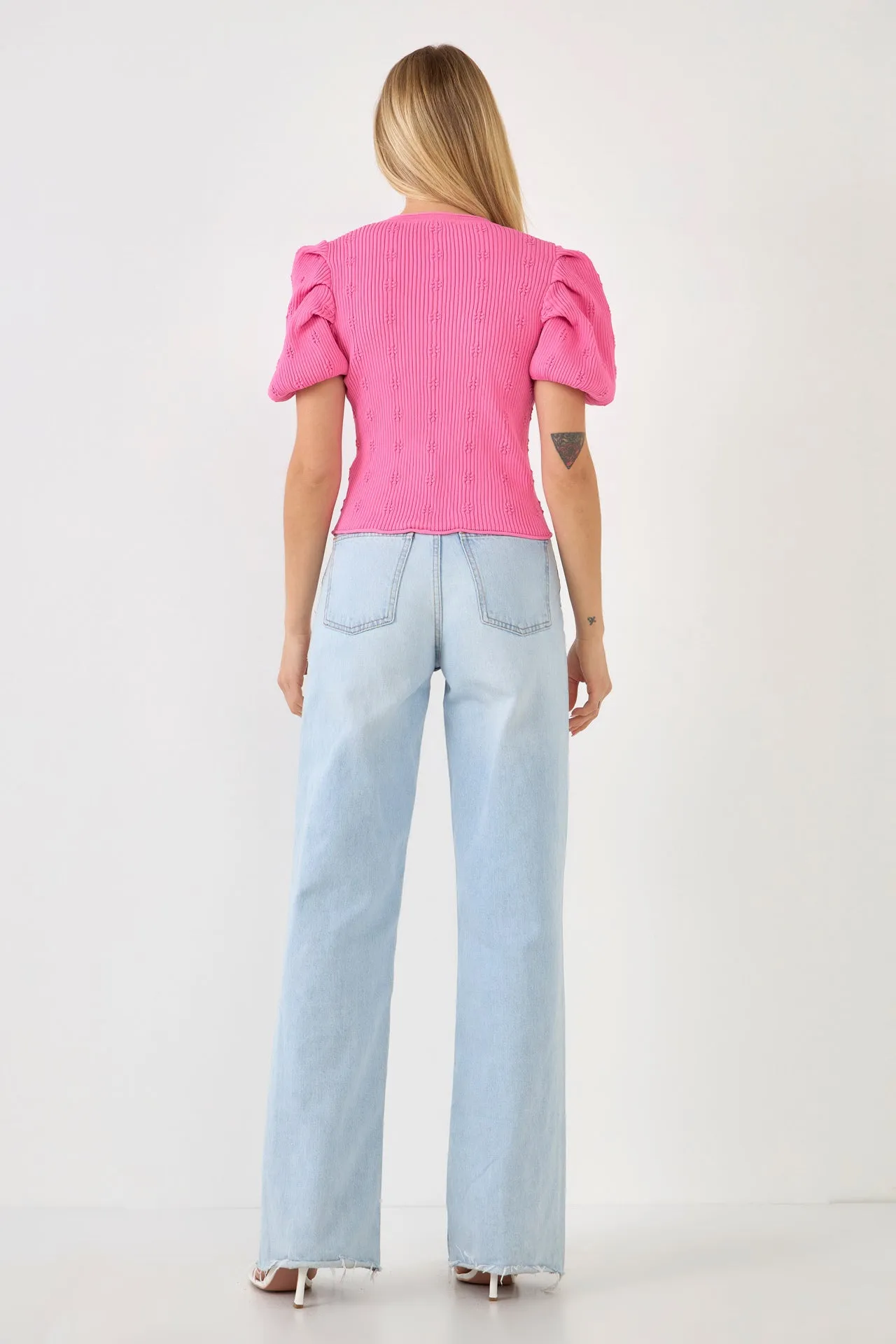 Floral Puff Short Sleeve Cardigan sold by Endless Rose product image thumbnail 4