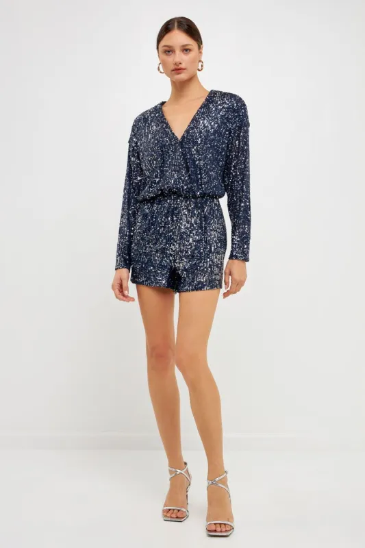 Long Sleeve Sequin Romper sold by Endless Rose