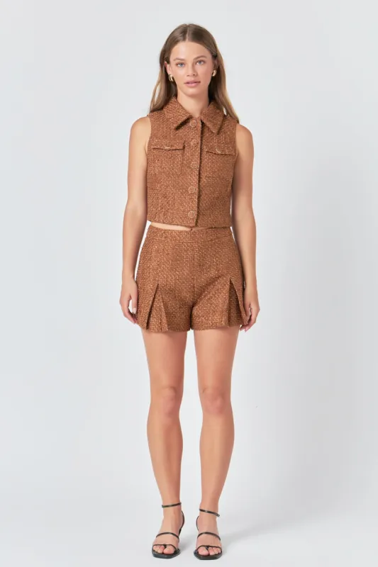 Tweed Pleated Shorts sold by Endless Rose