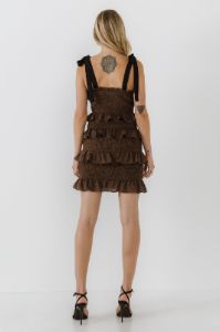 Ruffle Detail Smocked Mini Dress sold by Endless Rose