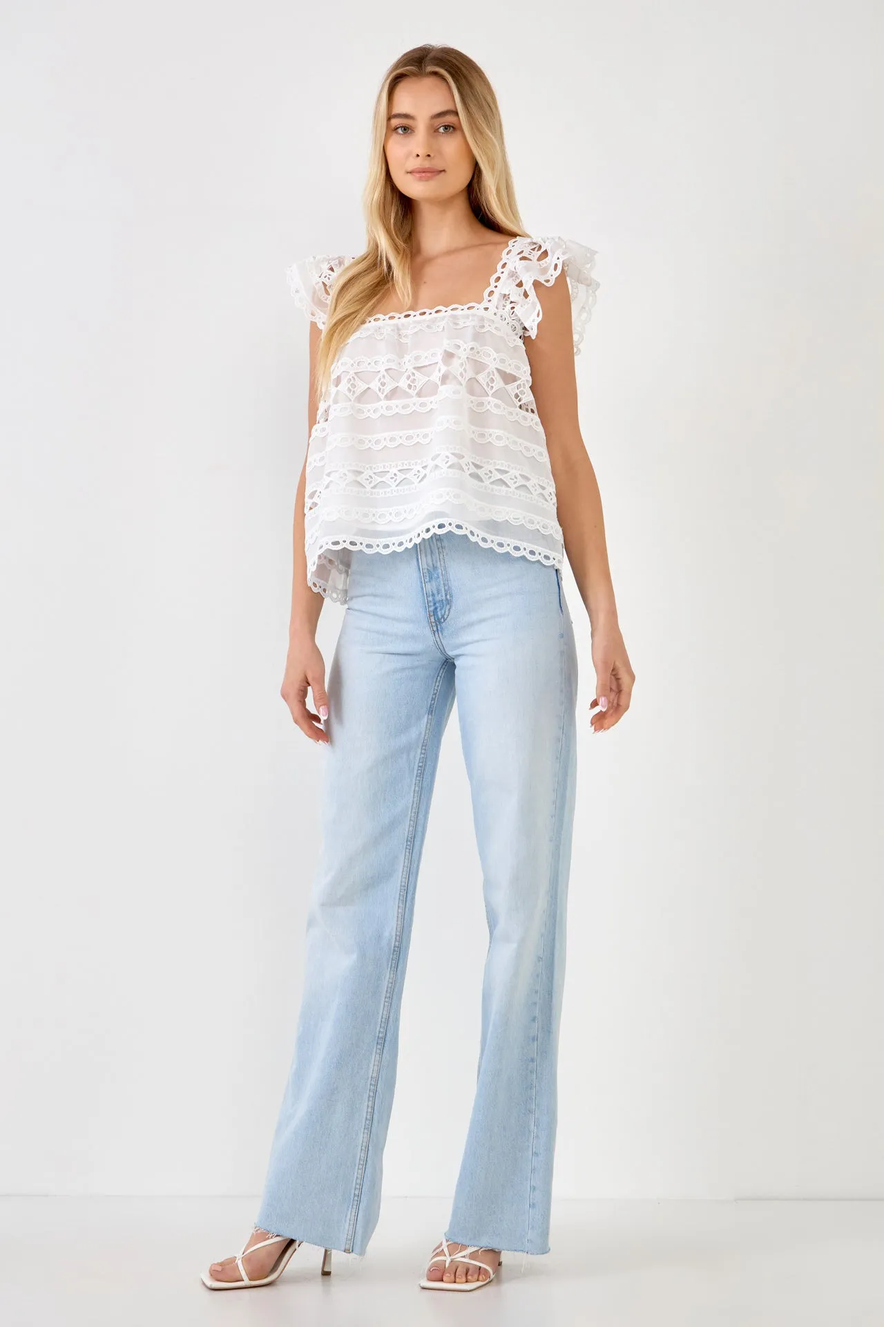 Flounce Lace Organza Crop Top sold by Endless Rose product image thumbnail 3