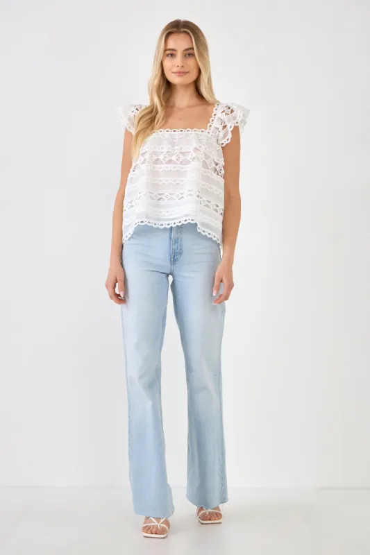 Flounce Lace Organza Crop Top made by Endless Rose