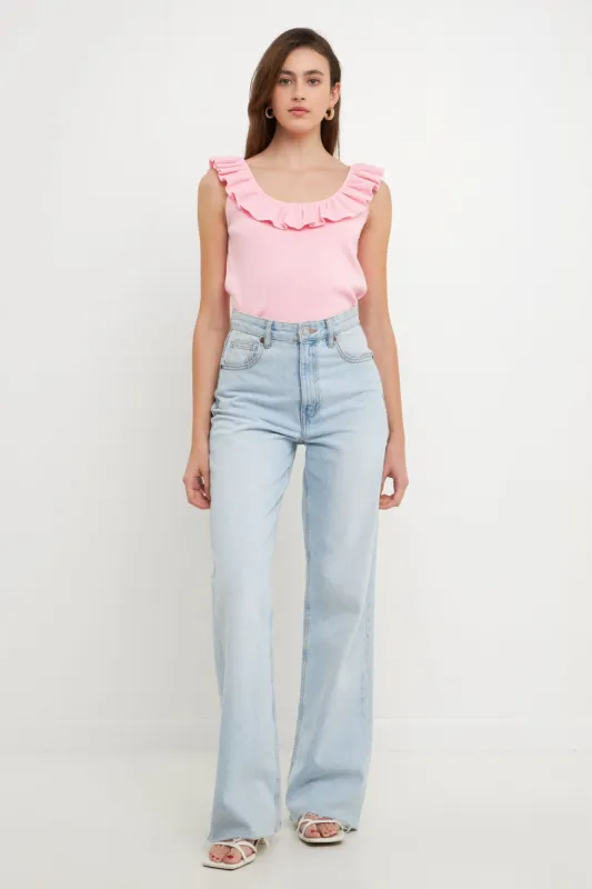 Ruffle Neck Knit Top sold by Endless Rose