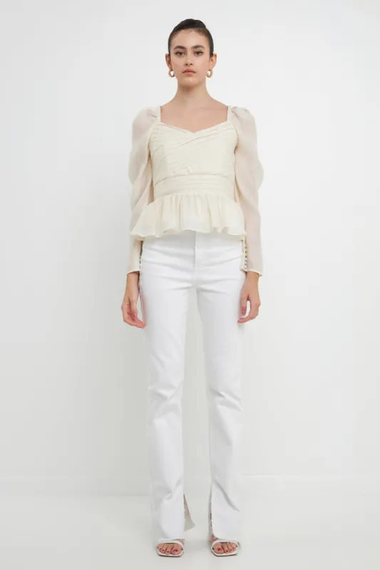 Long-Sleeve Peplum Top sold by Endless Rose