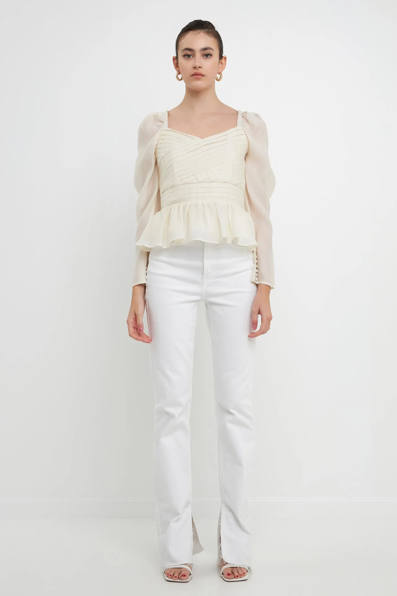 Long-Sleeve Peplum Top sold by Endless Rose