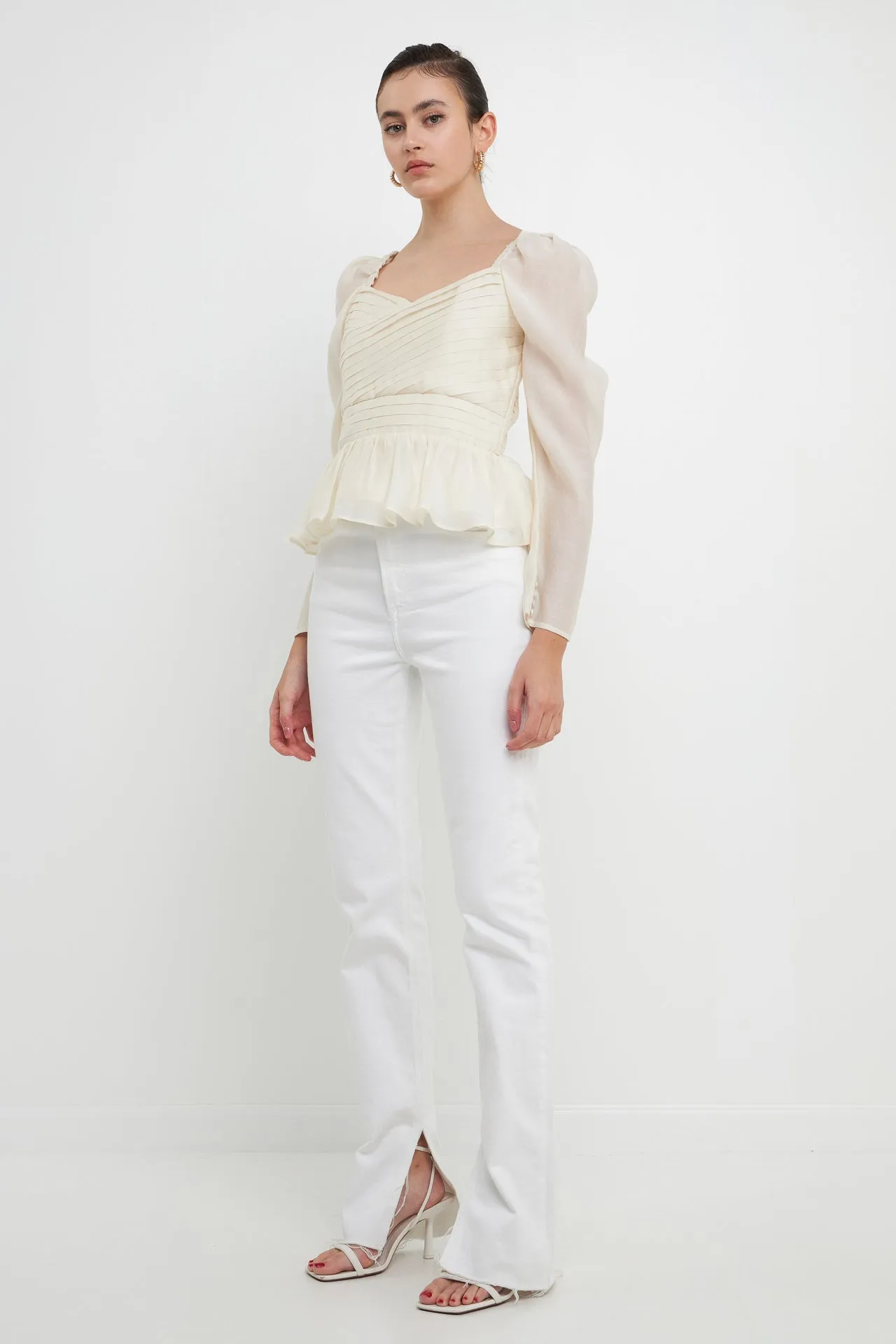 Long-Sleeve Peplum Top sold by Endless Rose product image thumbnail 3