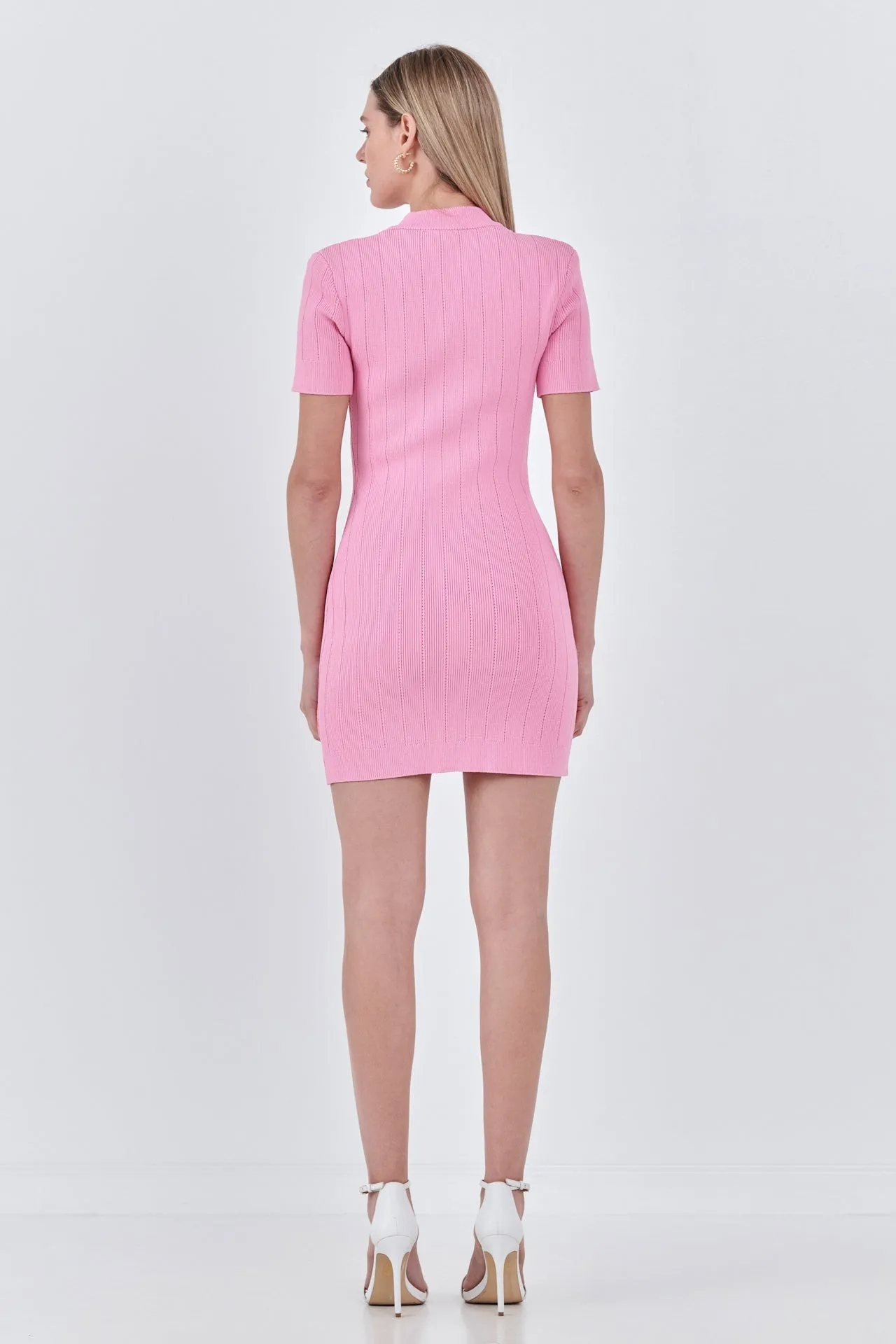 Shank Button V-neckline Knit Mini Dress - Final Sale sold by Endless Rose product image thumbnail 4