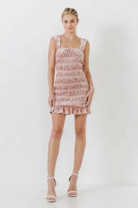 Smocked Velvet Mini Dress sold by Endless Rose