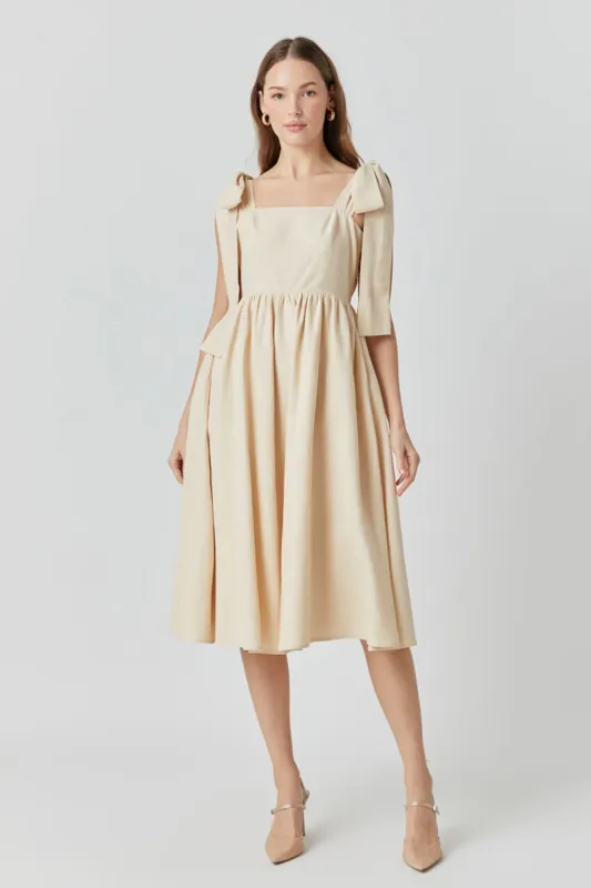 Bow Shoulder Tie Midi Dress sold by Endless Rose