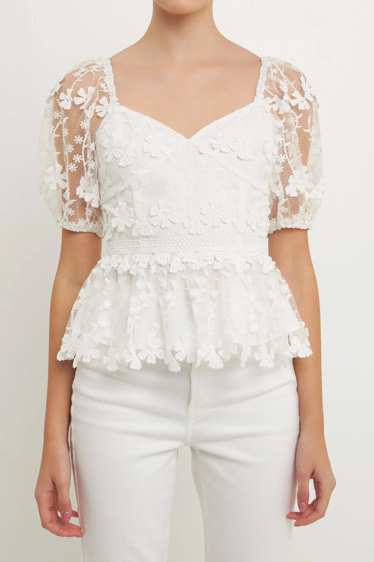 Floral Embroidered Lace Peplum Top sold by Endless Rose product image thumbnail 2