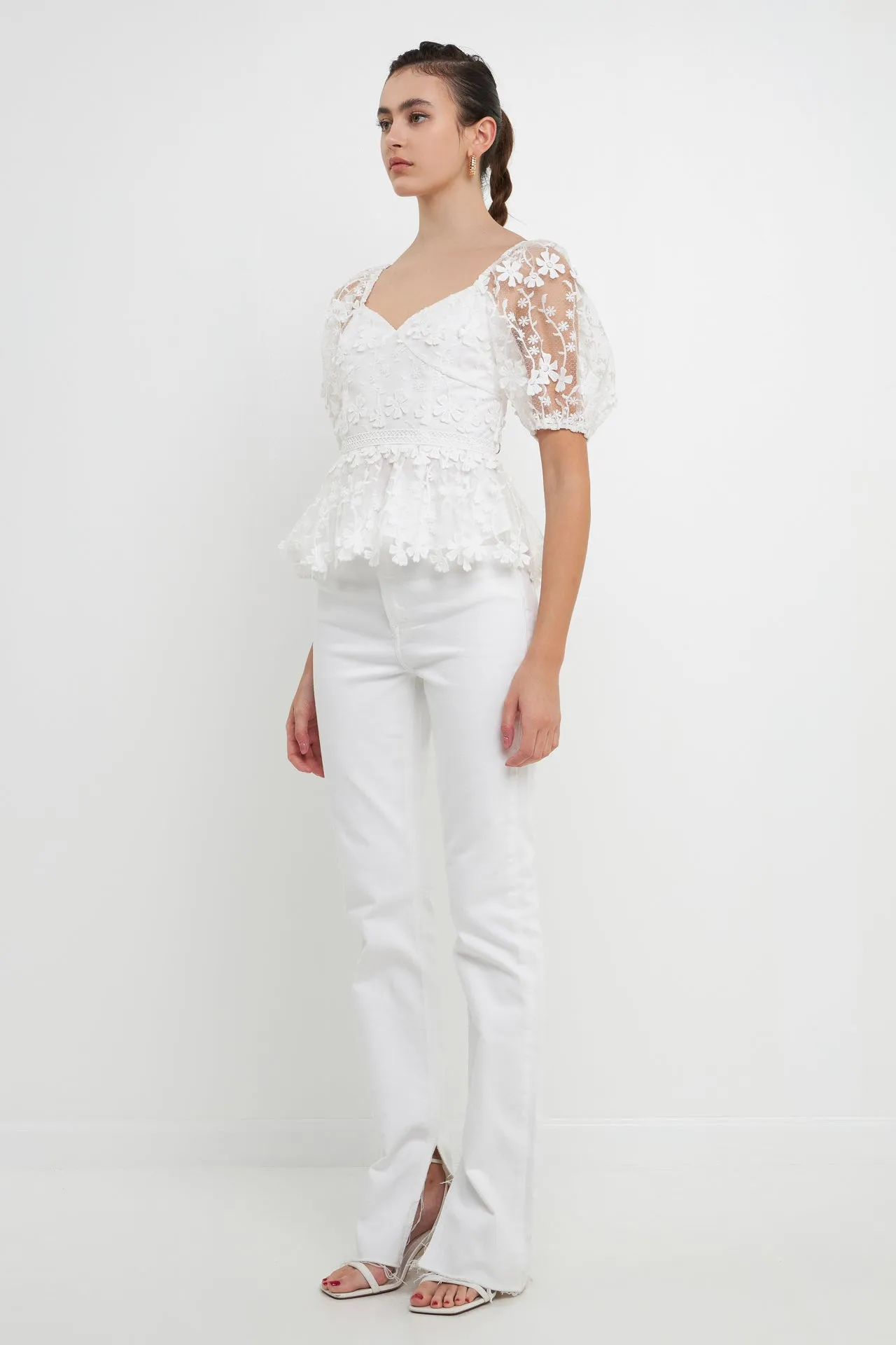 Floral Embroidered Lace Peplum Top sold by Endless Rose product image thumbnail 3