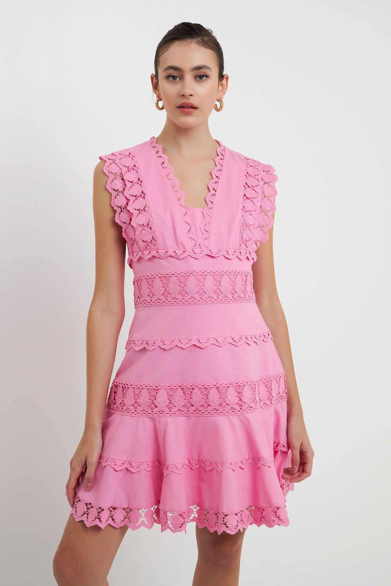 Plunging Neck Lace Trim Dress sold by Endless Rose product image thumbnail 4