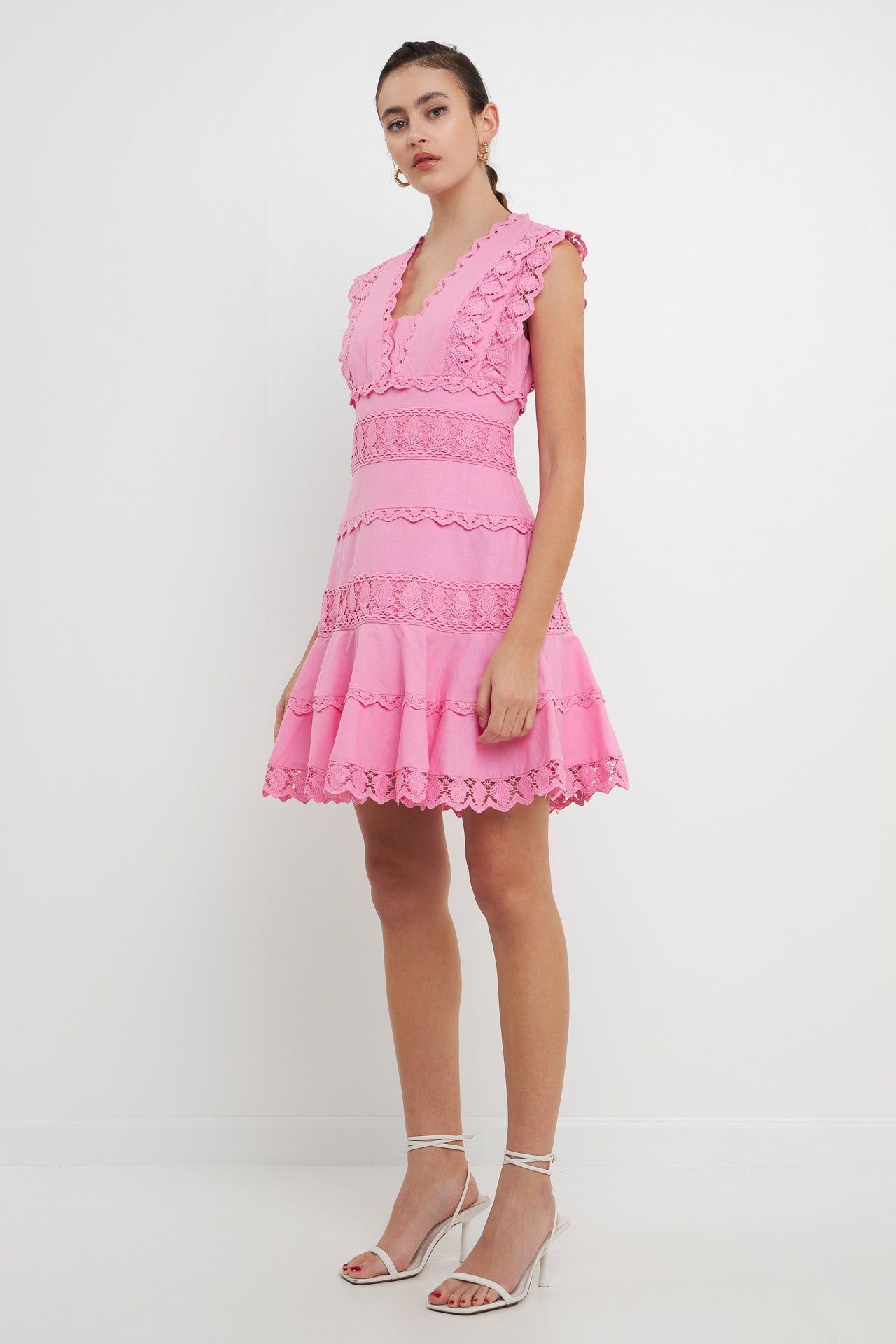 Plunging Neck Lace Trim Dress sold by Endless Rose product image thumbnail 2