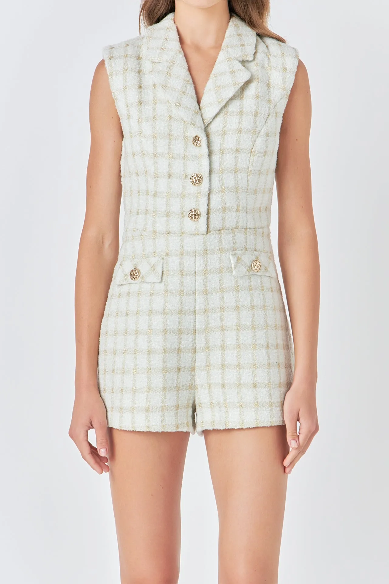Sleeveless Tweed Suited Romper sold by Endless Rose product image thumbnail 2