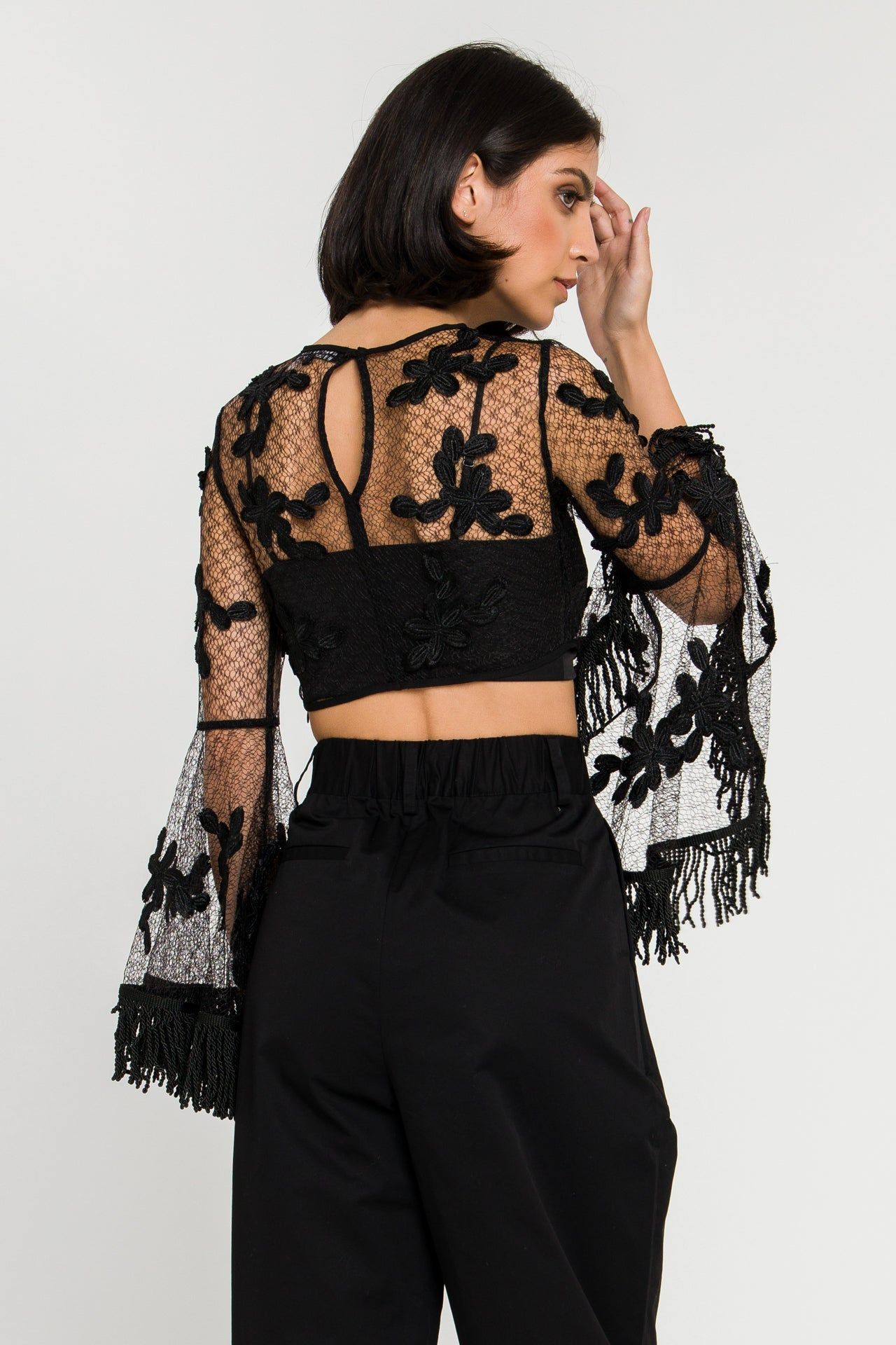 Floral Lace Crop Top with Bell Sleeve sold by Endless Rose product image thumbnail 4