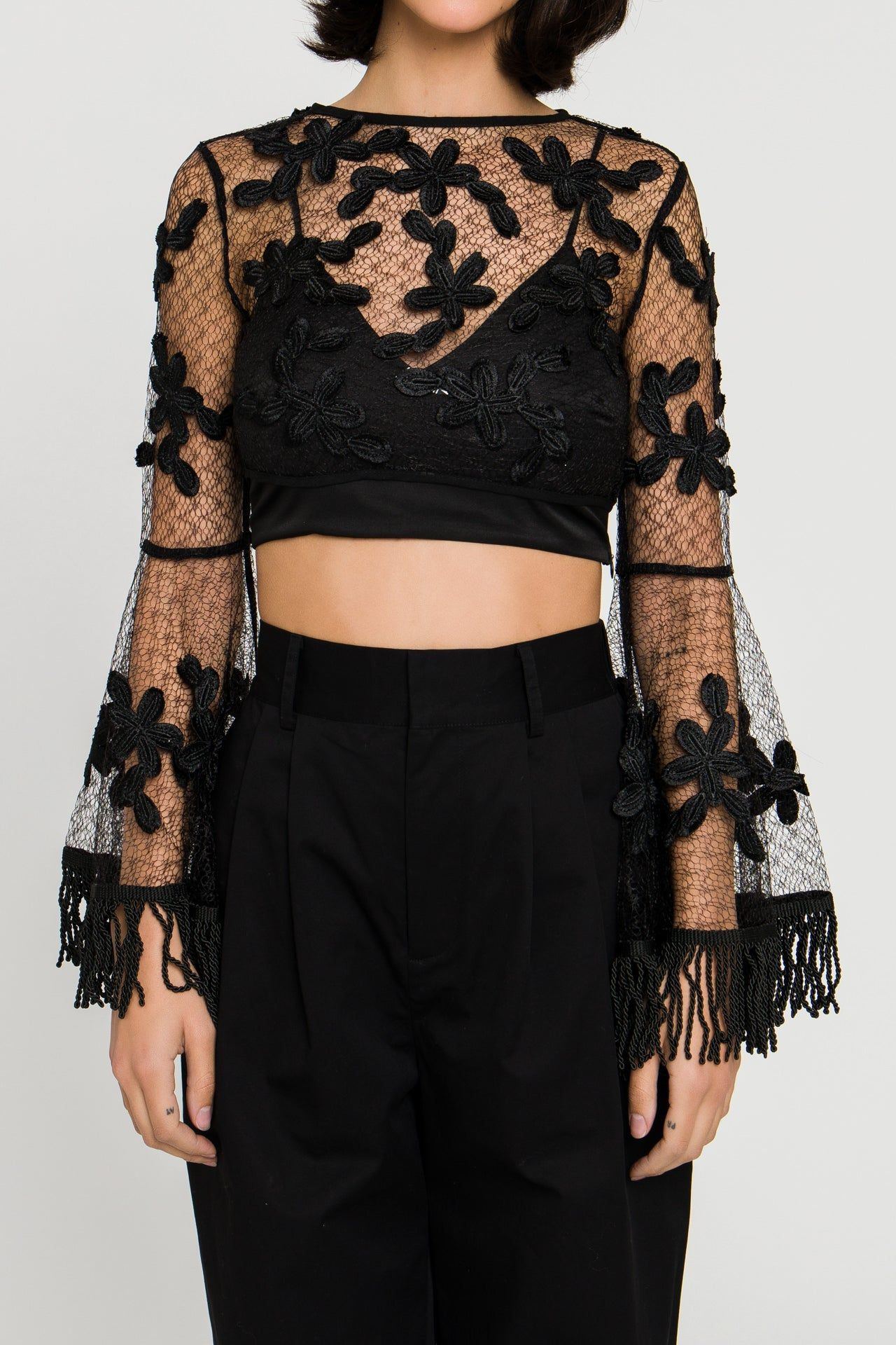 Floral Lace Crop Top with Bell Sleeve sold by Endless Rose product image thumbnail 2