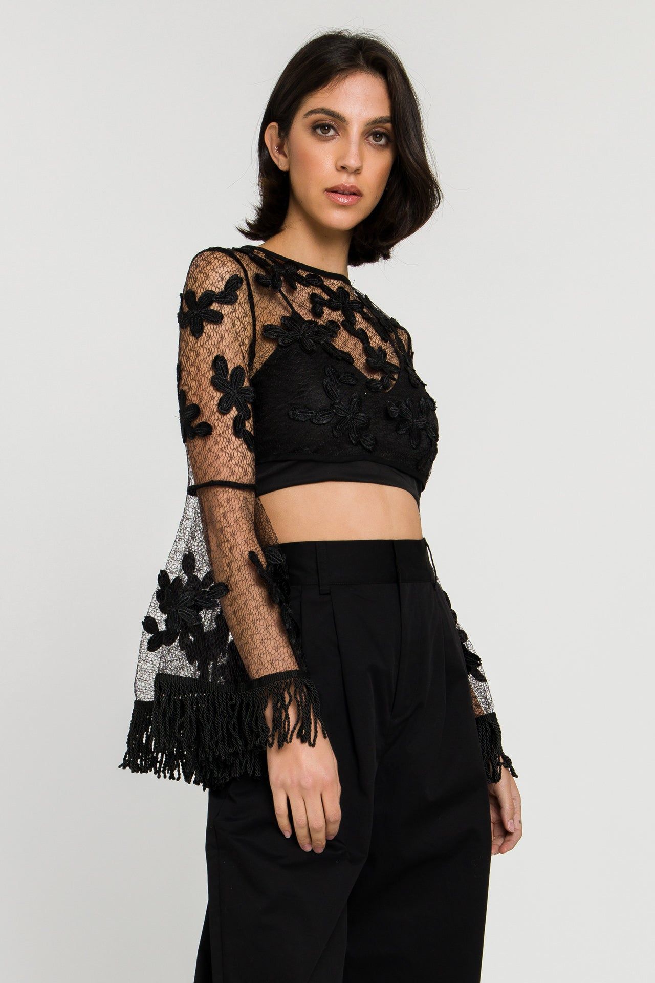 Floral Lace Crop Top with Bell Sleeve sold by Endless Rose product image thumbnail 3