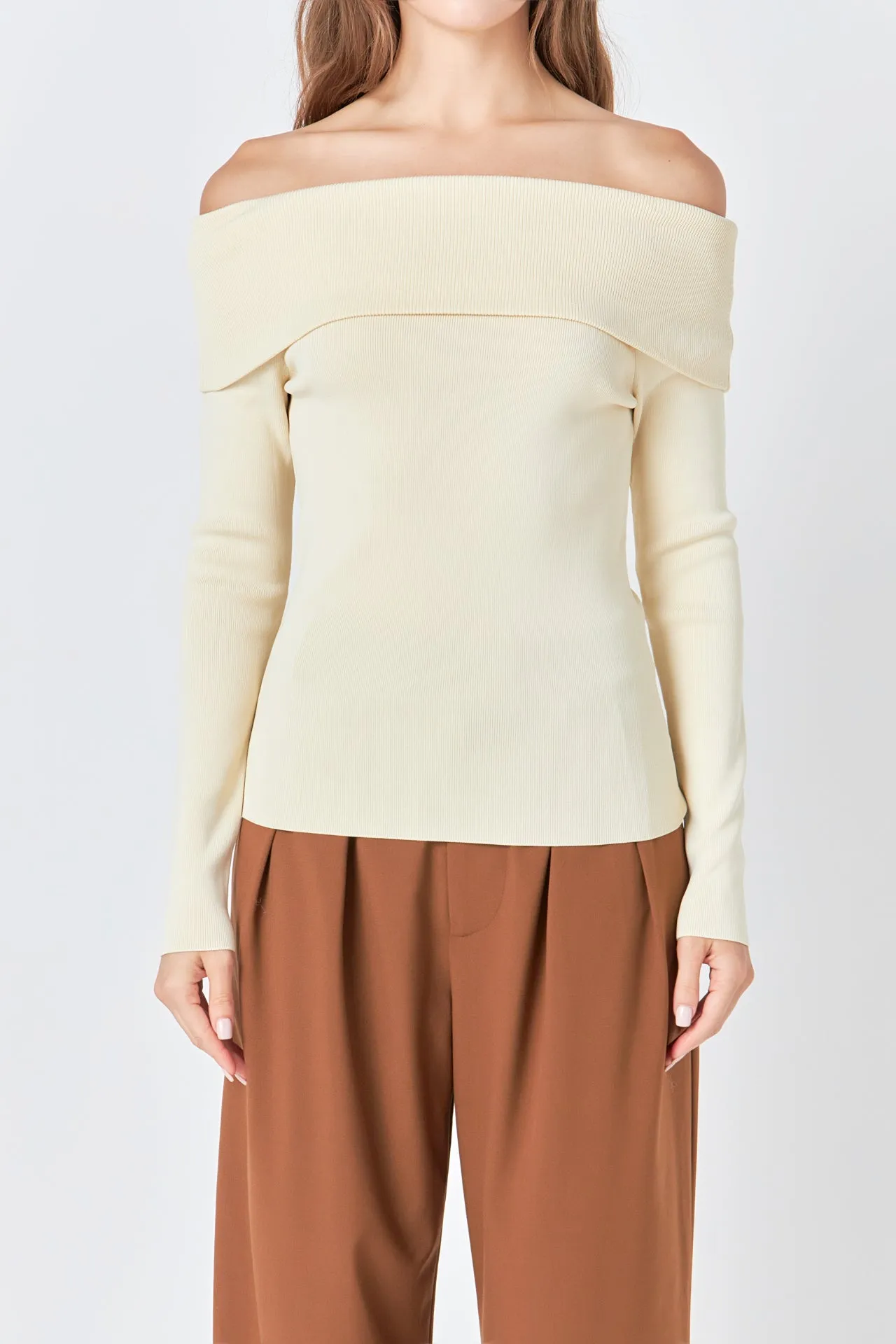 Off Shoulder Long Sleeve Knit Top sold by Endless Rose product image thumbnail 2